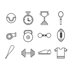 Vector flat thin line sport icons set