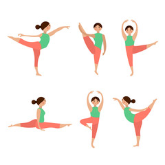 Vector flat icons set of yoga poses