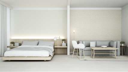 Naklejka na ściany i meble The interior connect bedroom space and relax space in condominium wall decoration - 3D Rendering