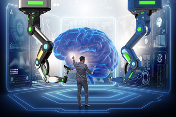 Artificial intelligence concept with businessman