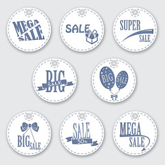 Set of sale tags with text. Vector labels for design banners and flyers.