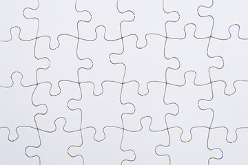 Fototapeta premium Puzzle Pieces - joined blank white with no open space 