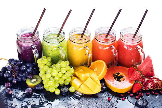 Fresh Color Juice Smoothie Tropical Fruit Isolated