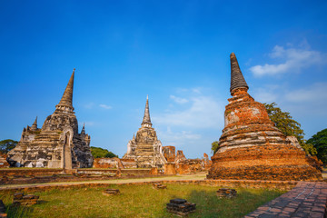 Fototapeta premium Wat Phra Si Sanphet temple at Ayutthaya Historical Park, a UNESCO world heritage site, Thailand