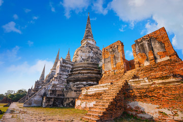Fototapeta premium Wat Phra Si Sanphet temple at Ayutthaya Historical Park, a UNESCO world heritage site, Thailand