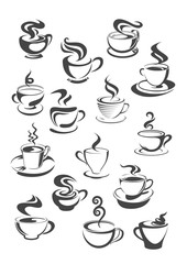 Coffee cup and mug isolated icon set