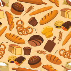 Bread bakery and pastry seamless pattern