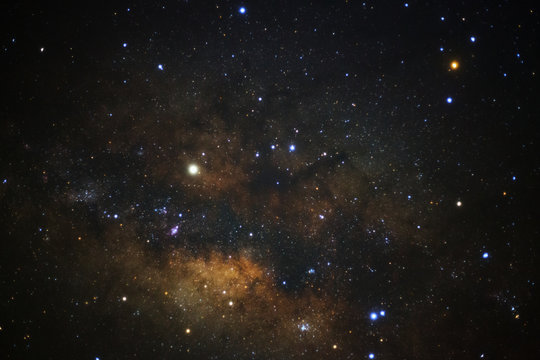 The center of the milky way galaxy,Long exposure photograph, with grain