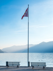 Scene side of Lake Maggiore in Switzerland