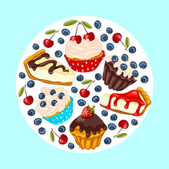 Set of vector sweet dessert