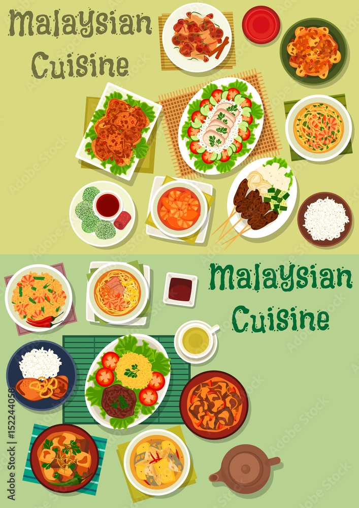 Canvas Prints malaysian cuisine icon set for healthy food design