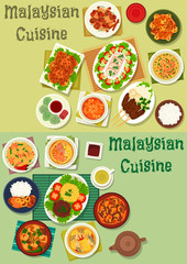 Malaysian cuisine icon set for healthy food design