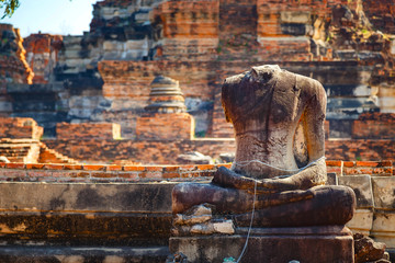 Fototapeta na wymiar Wat Phra Ram Temple at Ayuthaya Historical Park, a UNESCO world heritage site in Thailand