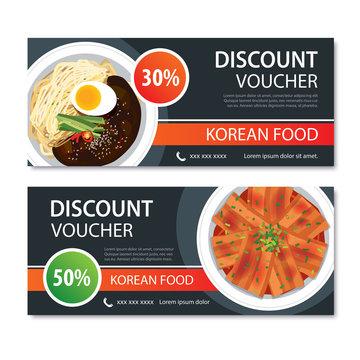 Discount voucher asian food template design. Korean set