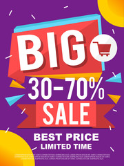 Sale Banner on colorful background. Vector illustration.
