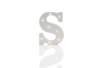 Decorative Letter S with Embedded LED Lights Over White Background