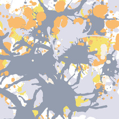 Orange yellow grey ink splashes background square
