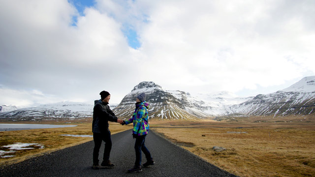 Asian senior couple abstract together forever love. Retirement trip to Iceland financial free