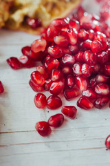 Red pomegranate seeds.