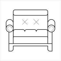 Armchair in thin line style. Vector barrel chair. Modern beautiful design elements for retro cozy interior. Isolated illustration on white background.