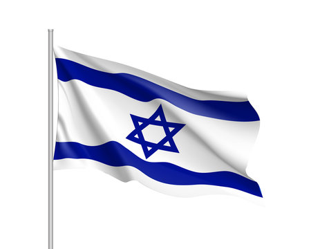 Israel national flag, patriotic symbol of country, educational and political concept, realistic vector illustration