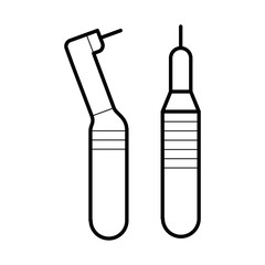 Dental handpiece icon, instrument for professional treatment procedure, clinic equipment image, stomatology pictogram, health concept. Vector illustration