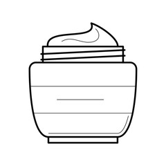 Face cream jar thin line icon. Cosmetics outline vector simbol