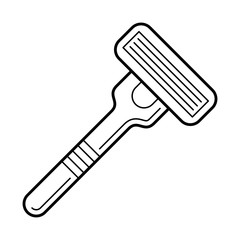Razor, bladed tool for shaving, depilation instrument. Beauty and body care concept, line art object isolated on white background. Vector illustration