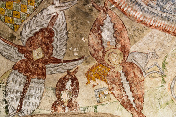 Fresco in Church Of Three Crosses at Rose valley. Cappadocia. Turkey