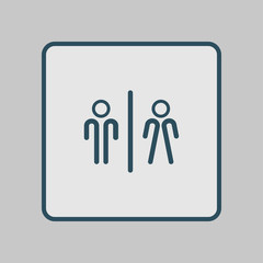 WC sign icon.  Male and Female toilet. Flat design. 