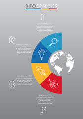 Modern Info-graphic Template for Business with four steps multi-Color design, labels design, Vector info-graphic element, Flat style vector illustration.