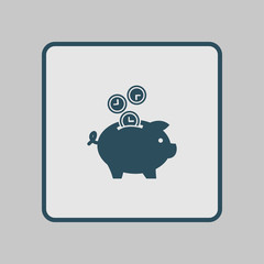 Time is money piggy bank icon. Flat design style.