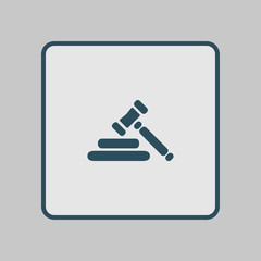 Auction hammer pictogram. Law judge gavel icon. Flat design style.