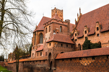 Big beautiful castle made of red brick