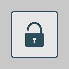 Unlock icon. Flat design style. Access to the user.