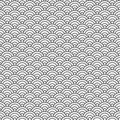 Fototapeta premium Geometric seamless pattern on Japanese motif. White and black vector texture. Abstract waves.