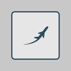 Airplane flight tickets air fly travel takeoff silhouette element. Plane symbol. Travel icon. Flat design.