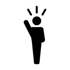 Leader Icon - Man Vector Public Speaking Person with Raised Hand in Glyph Pictogram illustration