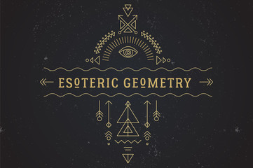 Sacred geometry magic totem, esoteric and alchemy background - obrazy, fototapety, plakaty