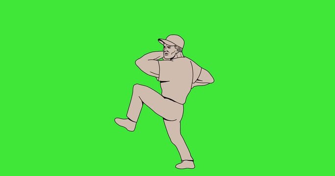 Baseball Pitcher Throwing Ball 2D Animation