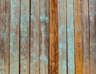 Ancient wood with cracked paint of blue color