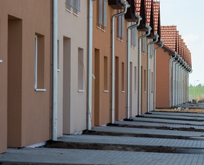 front side of newly built family houses