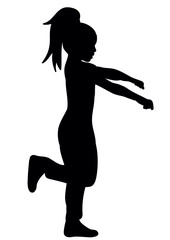 silhouette little girl beautifully dancing