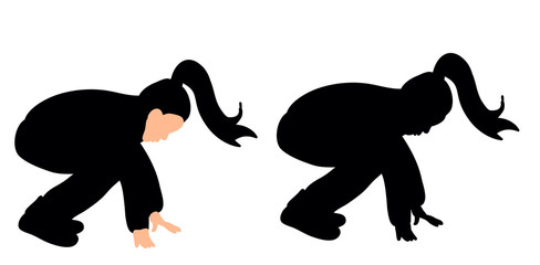 Obraz premium , isolated, silhouette little girl falls