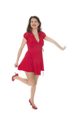 Slim young woman isolated over white background