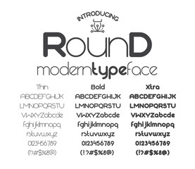 Modern minimalistic sans serif font Round