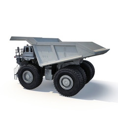 Very big dump-body truck on white. 3D illustration