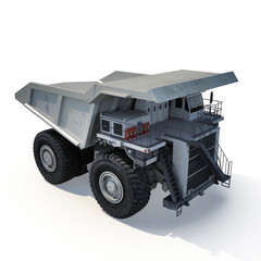 Large haul truck ready for big job in a mine. On white. 3D illustration