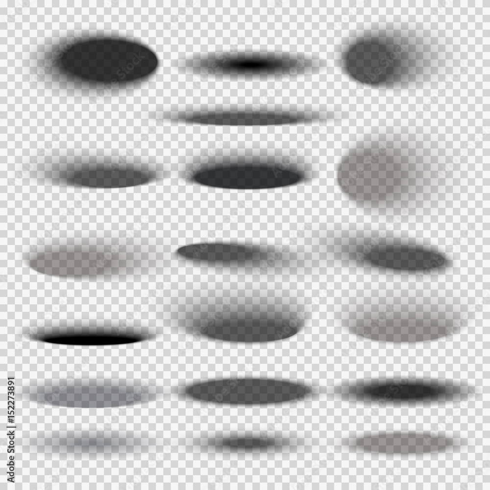 Poster transparent oval bottom drop shadows for any round objects vector templates