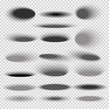 Transparent oval bottom drop shadows for any round objects vector templates